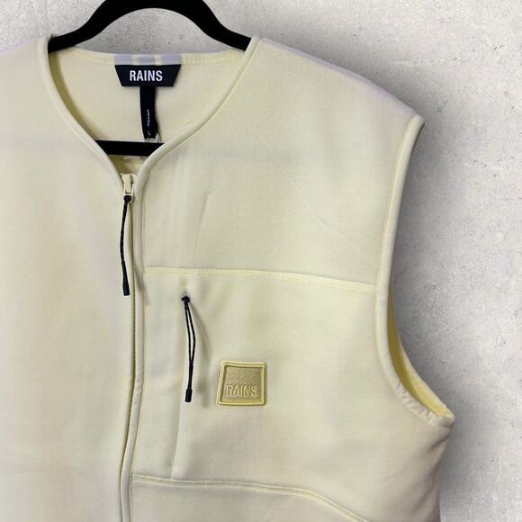 NWT Rains Fleece Vest Straw Yellow Sleeveless Unisex Zip Front L - Picture 2 of 10